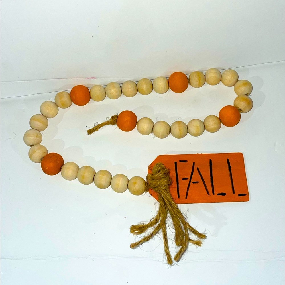 Wood Bead Fall Garland Farmhouse